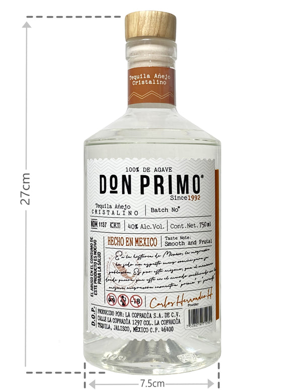 Don Primo - Tequila Premium - Don Primo Añejo Cristalino con Medidas